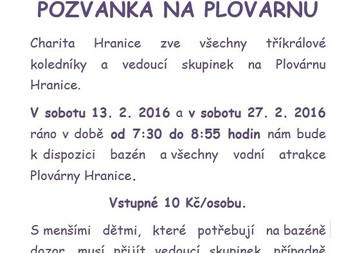 Pozvánka pro koledníčky Charity Hranice