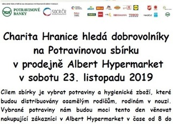 Hledáme dobrovolníky pro potravinovou sbírku